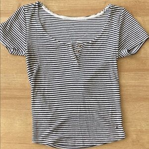 Striped Black and White Women's AE Top
